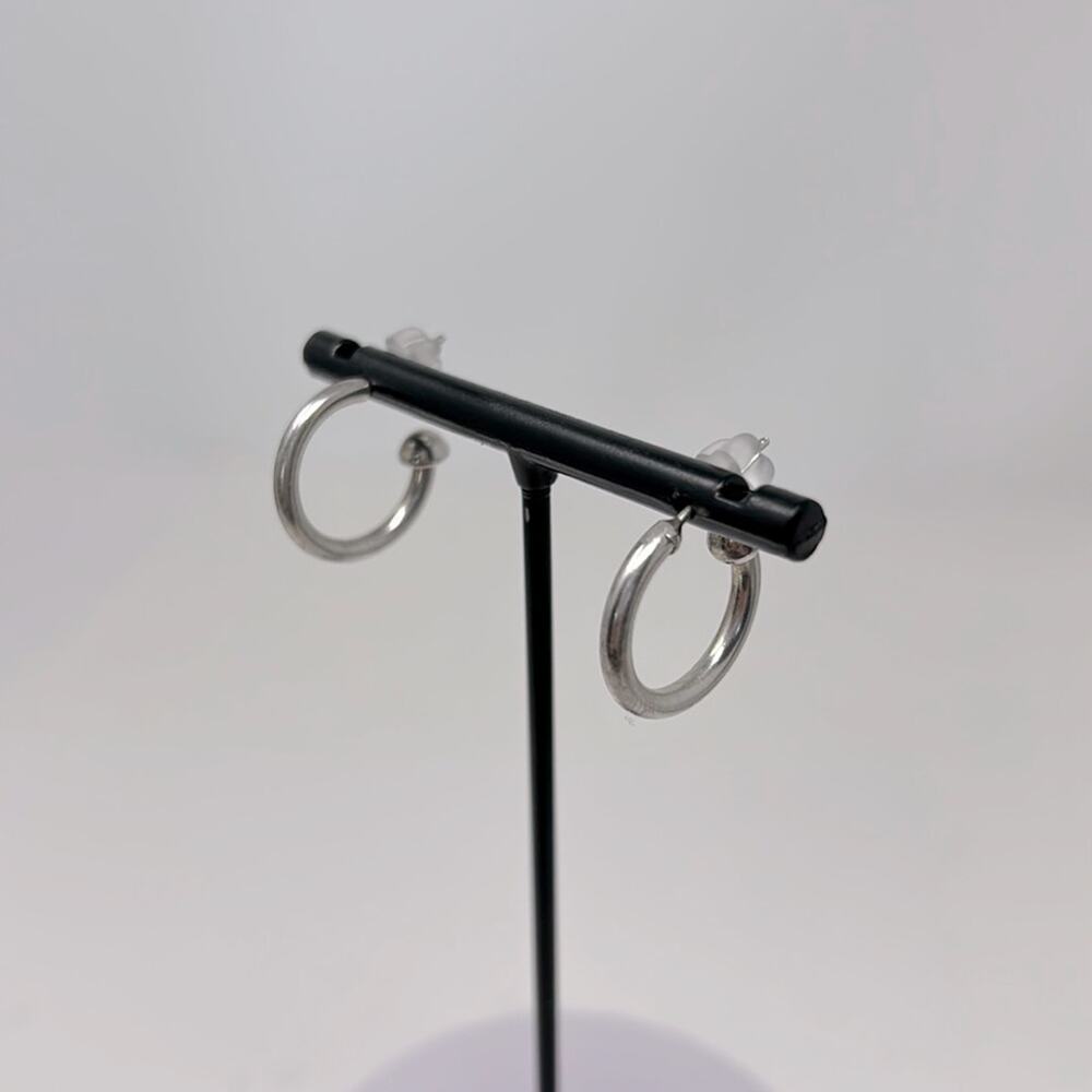 Open Hoop Silver Tone Earrings Size 1/2 Inch